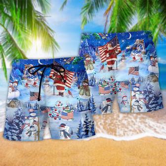 America Merry Xmas Funny Beach Short | Newhawaiianshirts AU