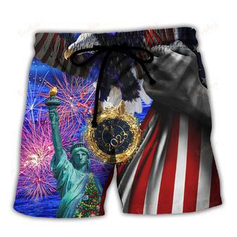 America New Year New America Merry Christmas 2023 Beach Short | Newhawaiianshirts DE