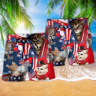 America Proud To Be An Cat Beach Short | Newhawaiianshirts UK