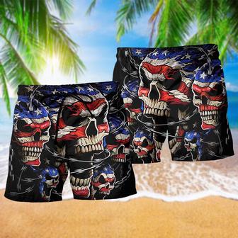 America Skull Love America Forever Beach Short | Newhawaiianshirts CA