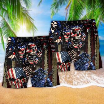 America Skull Pride Cool Style Beach Short | Newhawaiianshirts DE