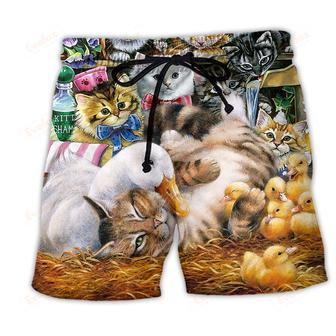 Animals Ducks And Cats Beach Short | Newhawaiianshirts CA