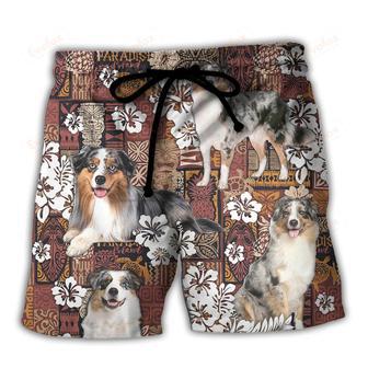 Australian Shepherd Dog Vintage Lover Tropical Style Beach Short | Newhawaiianshirts