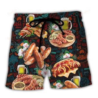 Barbecue Food A Cow A Pig And A Chicken Walk Into A Bar B Q The End Beach Short | Newhawaiianshirts UK