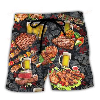 Barbecue Food Meat BBQ Warning BBQ Zone Beach Short | Newhawaiianshirts