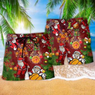 Basketball Santa Love Basketball Merry Christmas Beach Short | Newhawaiianshirts