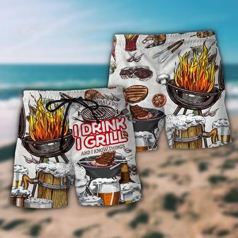 BBQ Grill And Drink Beer Beach Short | Newhawaiianshirts AU