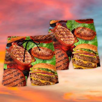 BBQ Hamburger Patties BBQ Style Beach Short | Newhawaiianshirts UK