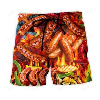 BBQ Hot Grilled Sausage Style Beach Short | Newhawaiianshirts AU