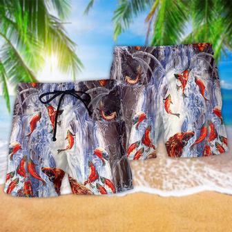 Bear Fighting In Waterfall Fish Beach Short | Newhawaiianshirts CA