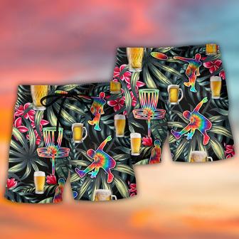 Beer And Disc Golf Tropical Flower Tie Dye Beach Short | Newhawaiianshirts CA