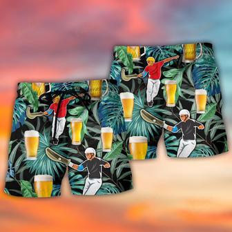 Beer And Jai Alai Tropical Pattern Beach Short | Newhawaiianshirts