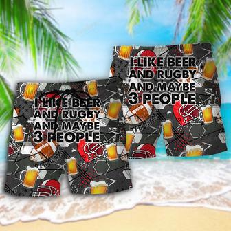 Beer I Like Beer And Rugby And Maybe 3 People Beach Short | Newhawaiianshirts AU