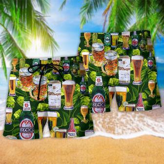 Beer Love It Green Leaves Beach Short | Newhawaiianshirts AU