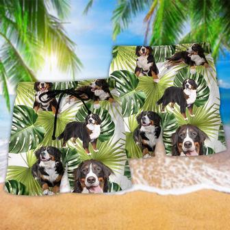 Bernese Mountain Tropical Leaf Dog Lover Cool Style Beach Short | Newhawaiianshirts CA