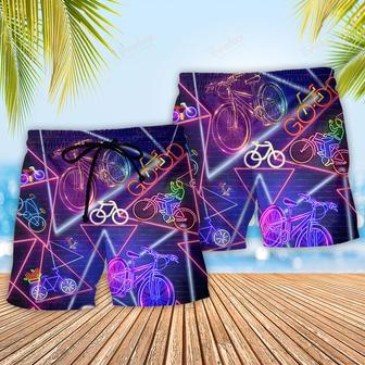 Bike Neon Style Love Purple Stunning Beach Short | Newhawaiianshirts DE