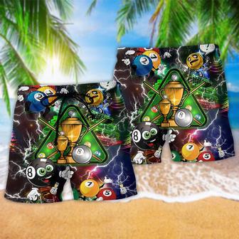 Billiard Lover Merry Christmas Lightning Beach Short | Newhawaiianshirts AU