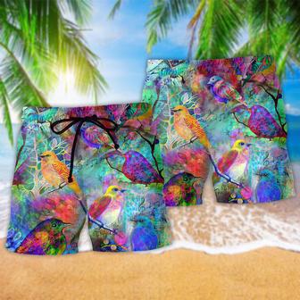 Bird Colorful On The Sky Beach Short | Newhawaiianshirts