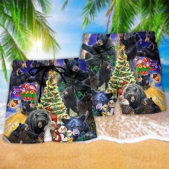 Black Bear Family Into Spring Merry Christmas Beach Short | Newhawaiianshirts AU