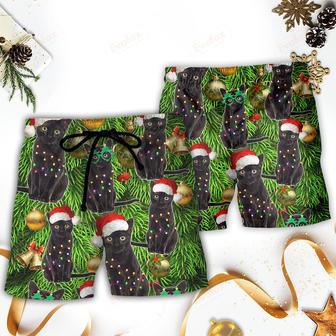 Black Cat Christmas Merry Xmas Beach Short | Newhawaiianshirts AU