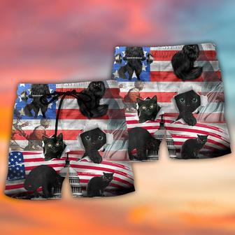 Black Cat Independence Day America Beach Short | Newhawaiianshirts DE