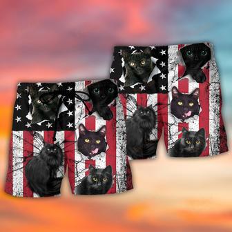 Black Cat Independence Day Beach Short | Newhawaiianshirts AU