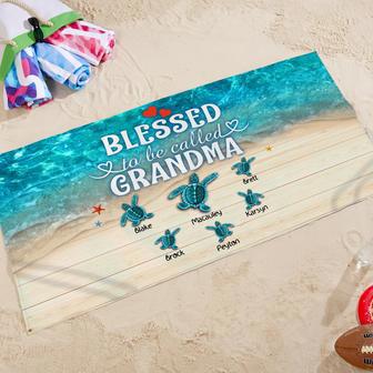 Blessed Grandma Sea Turtle Grandkids Custom Beach Towels Design | Newhawaiianshirts CA