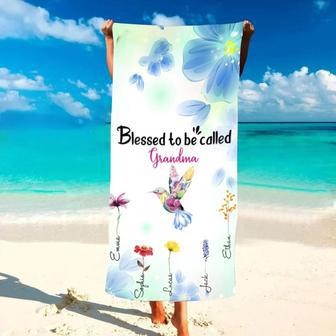 Blessed Nana Flower Design Personalized Beach Towels Unique Gift | Newhawaiianshirts AU