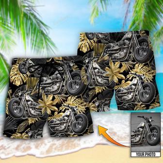 Bobber Motorcycle Tropical Vibe Custom Photo Beach Short | Newhawaiianshirts UK