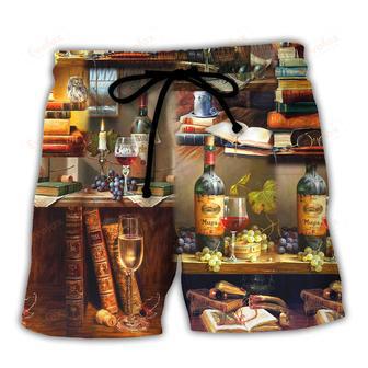 Book And The Smell Of Fine Drink Wine Beach Short | Newhawaiianshirts DE