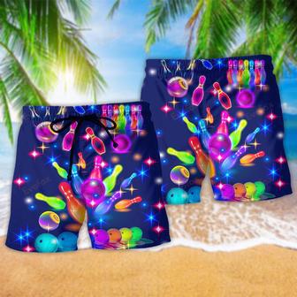 Bowling Rainbow Neon Style Beach Short | Newhawaiianshirts AU