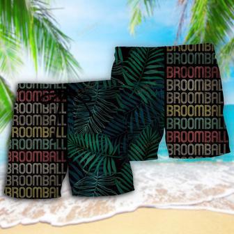 Broomball Is My Passion Tropical Leaf Beach Short | Newhawaiianshirts UK