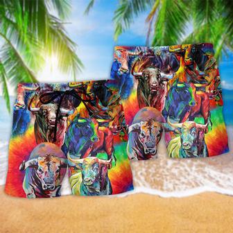 Bull Animals Colorful Bulls Beach Short | Newhawaiianshirts DE