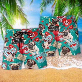 Bulldog Happy Valentine Love Beach Short | Newhawaiianshirts AU