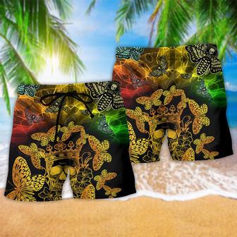 Butterfly Golden Skull Style Beach Short | Newhawaiianshirts AU