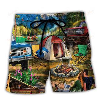 Camping Crazy Spoiled Camping Lady Beach Short | Newhawaiianshirts AU