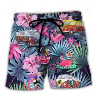 Camping Funny Flamingo Weekend Forecast Camping With A Chance Of Drinking Beach Short | Newhawaiianshirts