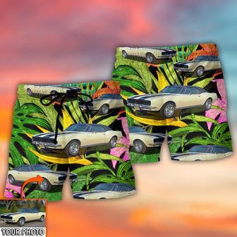 Car Camaro Car Classic Style Tropical Flower Custom Photo Beach Short | Newhawaiianshirts DE