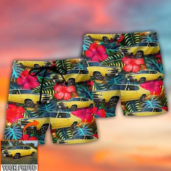 Car Chevelle Car Cool Tropical Flower Custom Photo Beach Short | Newhawaiianshirts UK