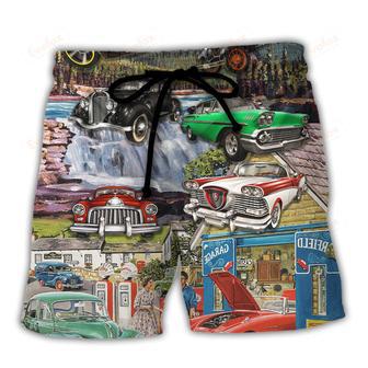 Car Classic Car Life Art Style Beach Short | Newhawaiianshirts CA