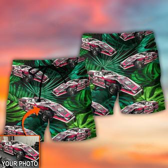 Car Dirty Track Racing Tropical Flower Custom Photo Beach Short | Newhawaiianshirts AU