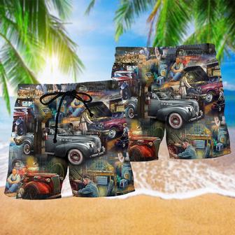 Car Fix Life Vintage Style Beach Short | Newhawaiianshirts AU