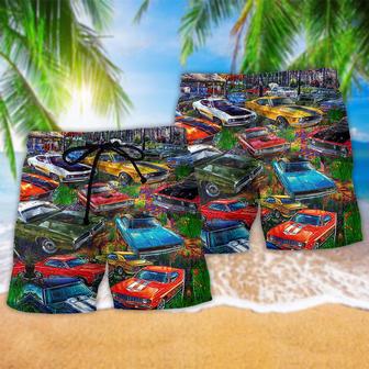 Car In The Garden Color Beach Short | Newhawaiianshirts UK