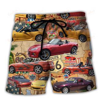 Car Road Route Vintage Style Beach Short | Newhawaiianshirts UK