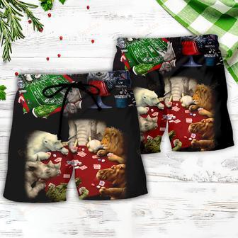 Casino Animals Gathered Around A Craps Table Beach Short | Newhawaiianshirts AU