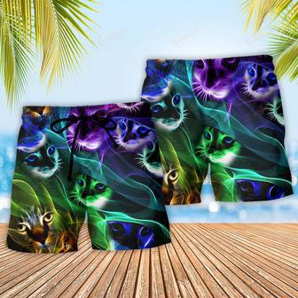 Cat Awesome Flash Neon Cool Beach Short | Newhawaiianshirts