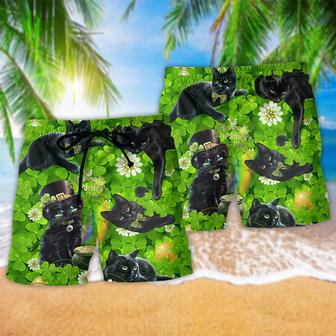 Cat Black Cats Love Green Beach Short | Newhawaiianshirts AU