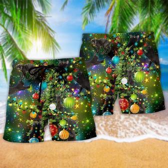 Cat Christmas Lets Get Lit Beach Short | Newhawaiianshirts