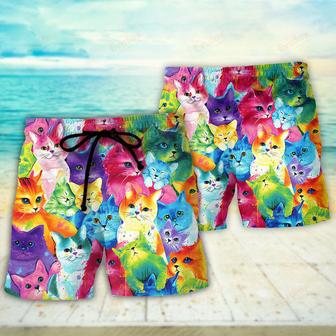 Cat Colorful Little Cute Kitten Happy Life Beach Short | Newhawaiianshirts AU