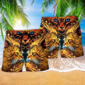 Cat Cool Flaming Cat Beach Short | Newhawaiianshirts CA